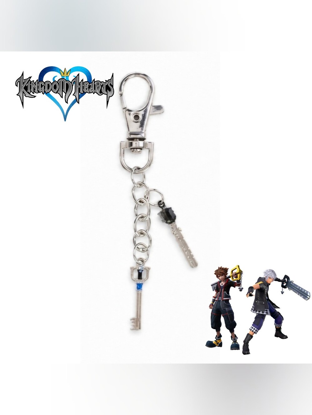 Kingdom Hearts Silver Tone Keyblades Keychain